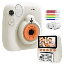 كاميرا طباعة فورية للرجال والنساء، أنشئ وشارك الذكريات على الفور! كاميرا طباعة فورية 2 في 1 وطابعة سيلفي عالية الدقة - التقاط صور بدقة 48 ميجابكسل، كاميرا فردية، طباعة صور ملصقات في أي وقت وأي مكان مع بطارية مدمجة 1300 مللي أمبير وورق، أقلام ملونة - هدية للأزواج - ET-متعدد الألوان - مشاهدة 15