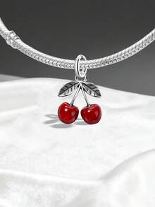 1pc Minimalist & Unique 925 Sterling Silver Cherry Pendant, DIY Jewelry, Exquisite Christmas Gift For Men & Women - Style 1 - View 5