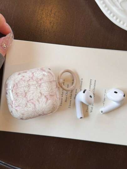 Ins风韩版粉色线条花卉图案4/ Pro第三代/ 2无线蓝牙耳机保护套，柔软全包保护壳，女士款