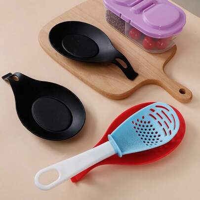 1pc/3pcs Spoon Mat, Easy To Clean TPE Kitchen Utensil Mat, Silicone Spoon Mat, Insulated Spoon Mat, Flavor Dish Mat, Spoon Holder For Restaurant
