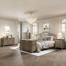 3 cajones, cajones de almacenamiento de madera con manijas metálicas exquisitas, pequeño gabinete de almacenamiento, moderno diseño para dormitorio, sala de estar, pasillo, entrada - Gris - Ver 5