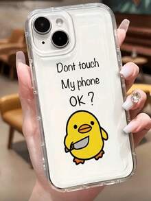 1pc Minimalist Cute Cartoon Yellow Duck Pattern Airbag Anti-Slip Soft Phone Case Compatible With IPhone 11/12/13/14/15/16 Pro Max - Multicolor - View 2