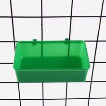 2个悬挂式塑料食物水碗，小型动物喂食器，笼子配件，鸟笼喂食器，替换喂食碗，鹦鹉，小型动物（绿色）