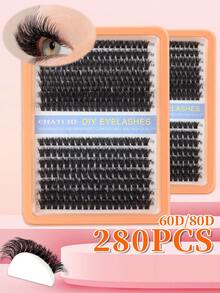 Set de gene false în formă de cluster 266/280, gene curbate în formă de D, diverse densități mixte, lungime 10-20 mm, super moi, naturale și frumoase. Trusa de instrumente pentru gene DIY include o pensetă, lipici pentru gene și o pensulă pentru gene, ușor de utilizat pentru începătorii în machiaj. Gene false pufoase portabile, potrivite pentru munca zilnică, călătorii, nunți și fotografie de portret. - Multicolor - Vizualizare 7