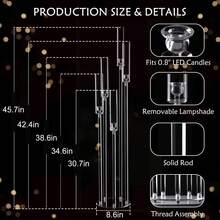 2Pcs 5 Arm Acrylic Floor Candelabra,45.7inch Tall Clear Transparent Taper Candle Holders For Weddings, Mother's Day Parties, Home Decor,Elegant Candlestick Holder Centerpiece Indoor Outdoor Use, Fit 0.82'' LED Candle - 燭台透明 - 查看 2