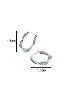 1 对 S925 纯银耳环，复古不对称设计，独特时尚，品质精致，适合日常佩戴，也可作为节日礼物送给女朋友或最好的朋友 - 綠色 - 查看 3