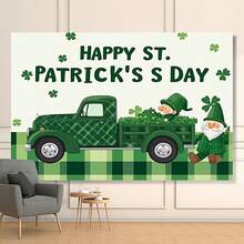 1pc 2D Flat Printed St. Patrick's Day Decor Spring Leprechaun Backdrop, Suitable For Indoor Celebration, Easy To Hang, Creates Dynamic Photo Opportunities For Birthday Parties Or Family Gatherings