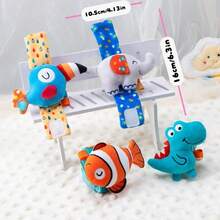 1pc Cartoon Wrist Rattle Doll For Baby Boys & Girls, Cute Animal Plush Wristband Rattle Doll, Newborn Baby Wrist Rattle Doll, Suitable As Gift