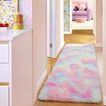 Soft Long Rug For Bedroom Living Room Rainbow Color Plush Fluffy Bedside Rug Shag Furry Rug Carpet Non Shedding For Girls Room Home Decorative - 彩色 - 查看 4