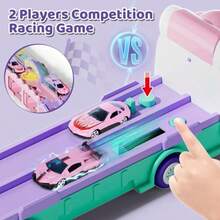 Lehoo Castle Niñas Juguetes Edad 3 4 5 6 Unicornio Regalos para Niñas Niños Pequeños Juguetes 5 en 1 Unicornio Transporte Camiones Juguetes Coches para Niñas - como en la foto - Ver 2