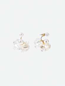 Opalesca 1 Cặp hoa tai thiết kế cánh hoa thanh lịch, hoa tai thời trang sang trọng đeo hàng ngày cho phụ nữ - Cánh hoa ngọc trai - Xem 5