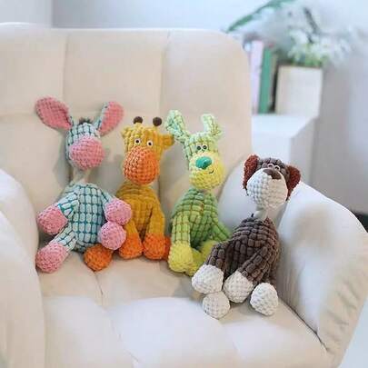 1个超耐用狗狗磨牙玩具 - 带发声器的加厚毛绒磨牙玩具，适合爱啃咬的狗狗，有助于清洁牙齿，维护口腔健康，适合小型、中型、大型犬 - 室内/室外玩耍（颜色随机） - 理想的幼犬磨牙玩具，宠物玩耍配件