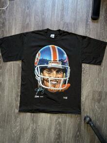 Vintage N FL 1992 John Elway Salem Sportswear Big Face Denver Broncos Shirt Large - 黑色 - 查看 1