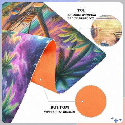 Tropical Beach Door Mat Outdoor Indoor Entrance Low Profile Indoor Doormat Rubber Backing Kitchen Floor Mat Washable For Entryway, Front Door, Porch, Patio, 32" X 20"