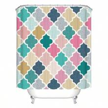 Irregular Geometry Pattern Digital Print Bath Shower Curtains Bathroom Decor, Polyester Waterproof Fabric Bath Curtain with 12 Hooks, 70x70 Inches, Multicolor - 70" de ancho x 70" de alto + Multicolor16 - Ver 2