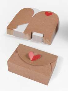 10个复古心形牛皮纸信封，艺术风格心形搭扣礼盒，适用于婚礼、妇女节、母亲节、生日、周年纪念日手写卡片、信件、小礼物包装 - 彩色 - 查看 2