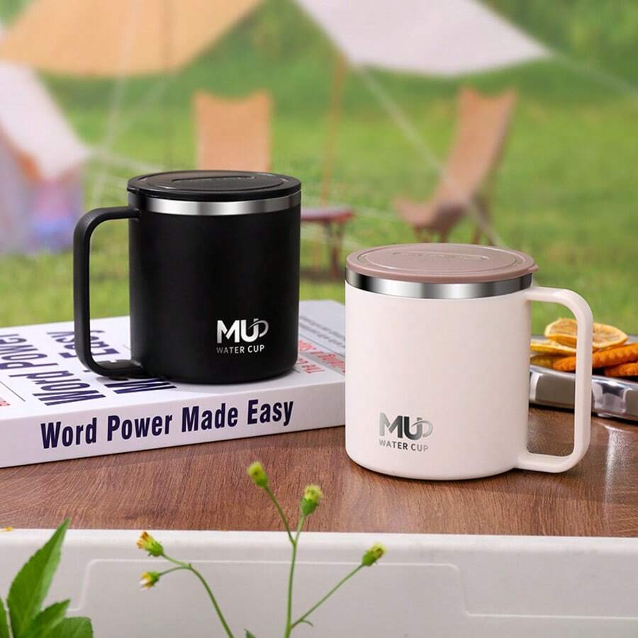 Stainless Steel Anti-Drop Mug With Lid, Student Milk Cup, Unisex Home/Office Coffee Cup - 400ML - View 1