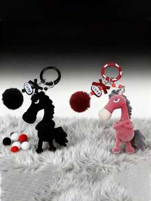 New Adult Cartoon Cute Unisex Flocked Keychain, High-Quality Horse Keychain, Bag Pendant, Small Accessory, Suitable For Daily, Holiday, Birthday Gifts, Key Chain