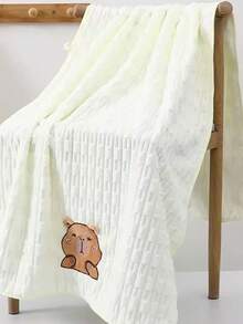 2pcs/Set Baby Soft Absorbent Coral Fleece Towel + Bath Towel Set, Embroidered, Family Pack