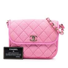Authenticated  PRE-OWNED Small CC Quilted Denim Messenger Flap Bag - Hồng - Xem 8