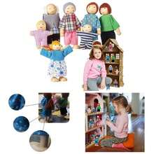 Wooden House People, Family of 8 Little Figures, Home Decor Miniature Set, Table Centerpieces Plush House Accessories Living Room, Bedroom, 3.94x1.97 Inches - inicial - Ver 1