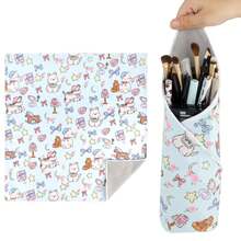 Self-Adhesive Magic Fabric Cosmetic Bag, Portable Protective Makeup Pouch, Camera Lens Cover, Fashionable Travel Storage Bag, Suitable For Beauty Essentials, Travel, Gifts And Daily Use - Baby Blue - View 2