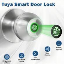 YFK Biometric Smart Fingerprint Door Handle, Keyless Entry Bedroom Door Lock With APP Control & Backup Mechanical Key, Interior Security Lock For Bedroom, Apartment & Office, Black/Silver - Plateado - View 6