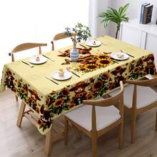 1pc Sunflower & Cute Cow Dining Table Cloth, Warm & Adorable, Easy To Clean, Polyester Material, Suitable For Family Gathering, Easter Party, Decoration, Indoor/Outdoor Use (Picnic, Wedding) - Multicolor - View 4