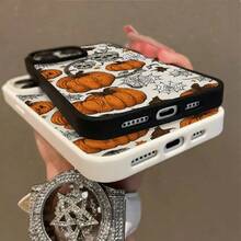 High-Quality Macaron Acrylic Magnetic Phone Case,Spooky Pumpkin & Skull Artwork Cell Phone Shell Design Magnetic Charging Phonecase Handy Case, Handy Cover For  11 12 13 14 15 16 17 17 Air 17 Pro 17 Pro Max Shock Resistant Protective Case - Negro - Ver 3