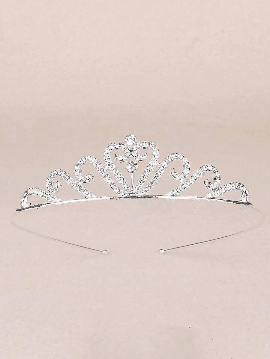 1件时尚优雅水晶皇冠发饰，适合女性日常装饰、服装搭配、约会、派对、节日礼物[皇冠形状随机] - 銀色 - 查看 1