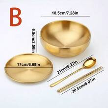 1pc Stainless Steel Golden Bowl Set, Rust Proof, Easy To Clean, Suitable For Fruits, Noodles, Salads, And Baking - Multi-Purpose Kitchen Utensils For Home Restaurants