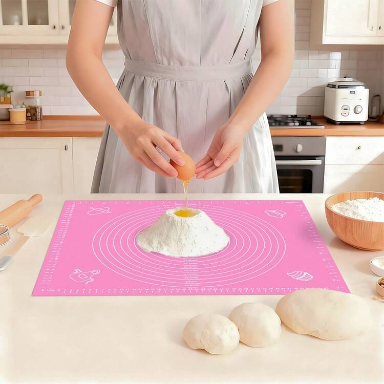 Professionale Grande Silicone Pastry Baking Mat 70x50 cm, Riutilizzabile Ecocompatibile Tappetino Forno Silicone Tappetino Pasticceria Antiaderente Senza BPA Antiscivolo Stuoia Rolling (Vino Rosso