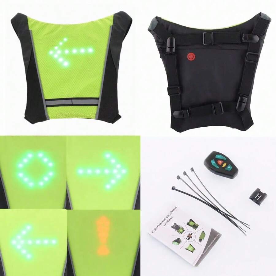 1 chiếc móc treo balo 2 trong 1 với 30 đèn LED phản quang, thích hợp cho xe đạp và ván trượt, có điều khiển từ xa, sạc USB. - Màu vàng - Xem 1