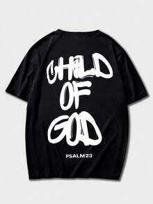 3件套 男士休闲百搭简约英文标语及天使翅膀十字印花短袖T恤 - 彩色 - 查看 8