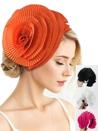 1件优雅布艺花朵头饰，女士肯塔基州头饰，德比教堂帽，鸡尾酒会、婚礼、茶会配饰，头饰礼品