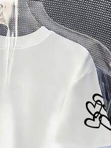 Tween Girl Cartoon Graphic Print Round Neck Short Sleeve T-Shirt - White - View 6