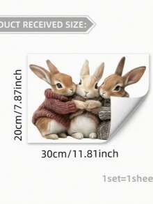 1/3/5pcs Easter Bunny Window Clings, 7.87x11.81 Inches, Static Cling, Modern Sweater Bunny Design, Blue And White, PVC, Suitable For Holiday Home Decor, Rabbit Accessories