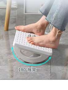 1pc Adjustable Plastic Non-Slip Ergonomic Footrest With Wheels For Office/Home Use