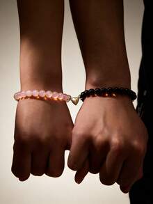 2 piezas Pulseras de pareja con colgante luminoso, Él y Ella, Joyería de pareja a juego, Regalo del Día de San Valentín - Multicolor - Ver 5