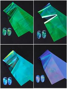 8 miếng giấy thủy tinh hình khối băng cực quang hologram, dùng cho nghệ thuật vẽ móng, giấy nhũ hologram họa tiết bầu trời sao, phụ kiện làm móng DIY, phù hợp cho móng tay của phụ nữ và bé gái. - Nhiều màu - Xem 7