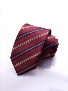 1条酒红色条纹学院风夹式领带，适合日常、校园、街头、毕业照等场合。 - 彩色 - 查看 8