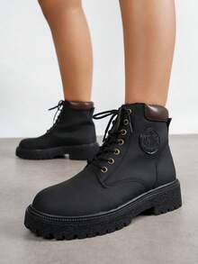 Botas, Botas Amarelas Casuais para Atividades ao Ar Livre, Botas Impermeáveis para Caminhadas, Novidades Outono/Inverno - Preto - Ver 2