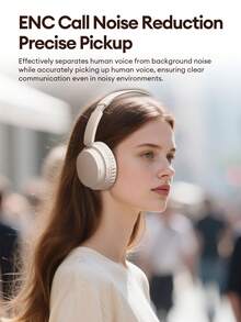 Lenovo 联想LS108蓝牙耳机，头戴式耳机，适合日常音乐聆听，配备大尺寸动圈单元，音质出色，支持ENC降噪，通话清晰，延迟低，续航时间长，佩戴舒适，适合运动和跑步，兼容智能手机和电脑。 - 米色 - 查看 7