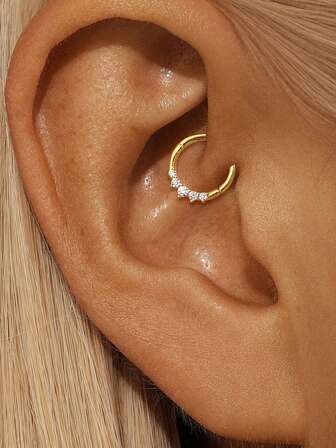 1 Peça Brincos de Argola de Diamante Duplo Clássicos de Prata 925 Sterling, Brincos de Piercing de Cartilagem, Brincos de Cuff de Argola Pequena, para Uso Diário, Casamento, Festa, Noivado, Dia dos Namorados