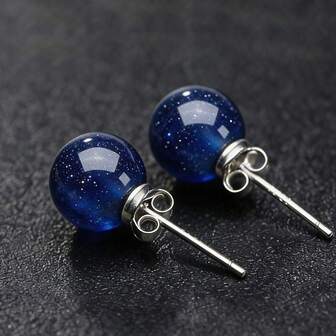 זוג אחד עגילי חישוק עגולים מכסף סטרלינג 925 משובצים קיאניט טבעי, תכשיטי מעצבים אופנתיים ואלגנטיים, מתנה לחופשה זוגית יוקרתית