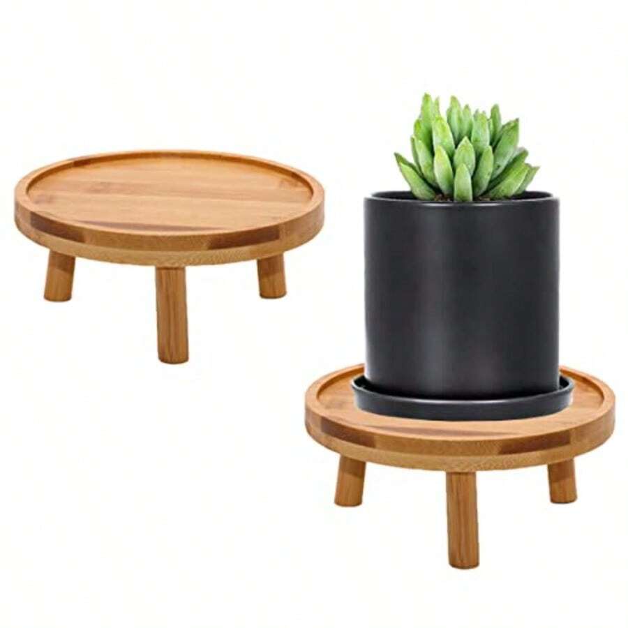 Plant Stands & TablesARTORA Soporte moderno para plantas de mediados de siglo soporte de madera para plantas de interior para plantas pequeñas a medianas 2 unidades naturales - Natural2PCS - Ver 1