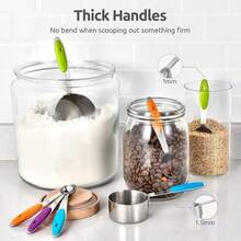 10pcs Stainless Steel Measuring Cups And Spoons Set, Cooking And Baking Kitchen Utensils, Includes 5 Cups And 5 Spoons With Non-Slip Silicone Handles And Markings, Suitable For Measuring Dry And Liquid Ingredients, Baking Tools Set, Kitchen Accessories, Kitchen Tools - Multicolor - View 6