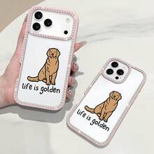 This Double-Sided, Sparkling Rhinestone Phone Case With A Cartoon Golden Retriever Design Is Indispensable For The Exquisite Fairy. It Offers A Breathtaking Shine In Your Hand, With 360. °   Exquisite Details, Durable Patterns, Shockproof - Hồng - Xem 10