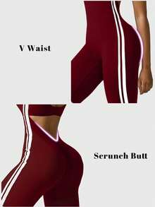 Speed mate Women Yoga Jumpsuits Sleeveless Butt Lifting Flare Jumpsuits - Burgundy - View 6