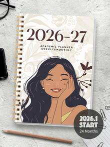 2026-2027学年月度计划本，24个月日历周计划本，适用于学习计划和时间管理，A5尺寸，学生和教师的理想之选，返校用品，2026新年礼物 - 彩色 - 查看 2
